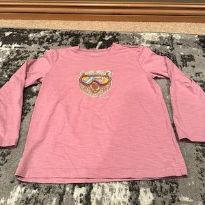 LL Bean Girls Long Sleeve Shirt Ski Bear Pink Sz (14/16).
